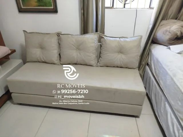 Sofá Cama completa Bicama 1,70m Suede de qualidade D33 Compacto e Funcional - Foto 2