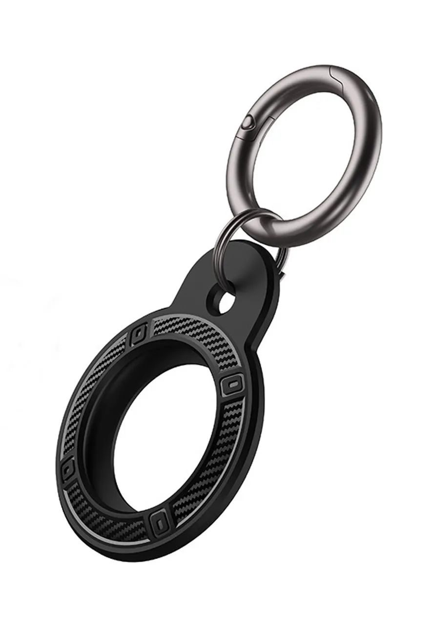 Capa Para Airtags, A Prova D'água Chaveiro Carbono e Silicone - Foto 3