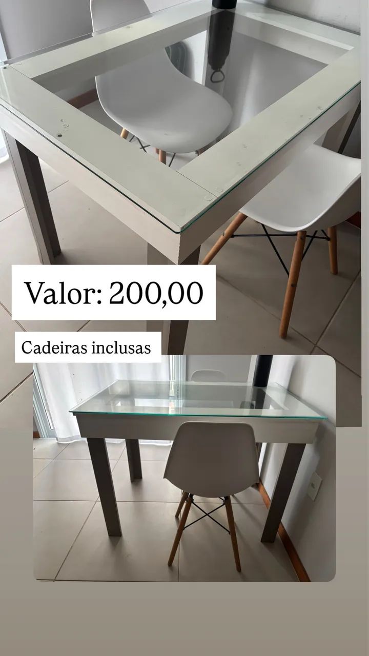 Mesa de vidro + 2 cadeiras- bom estado!  - Foto 5