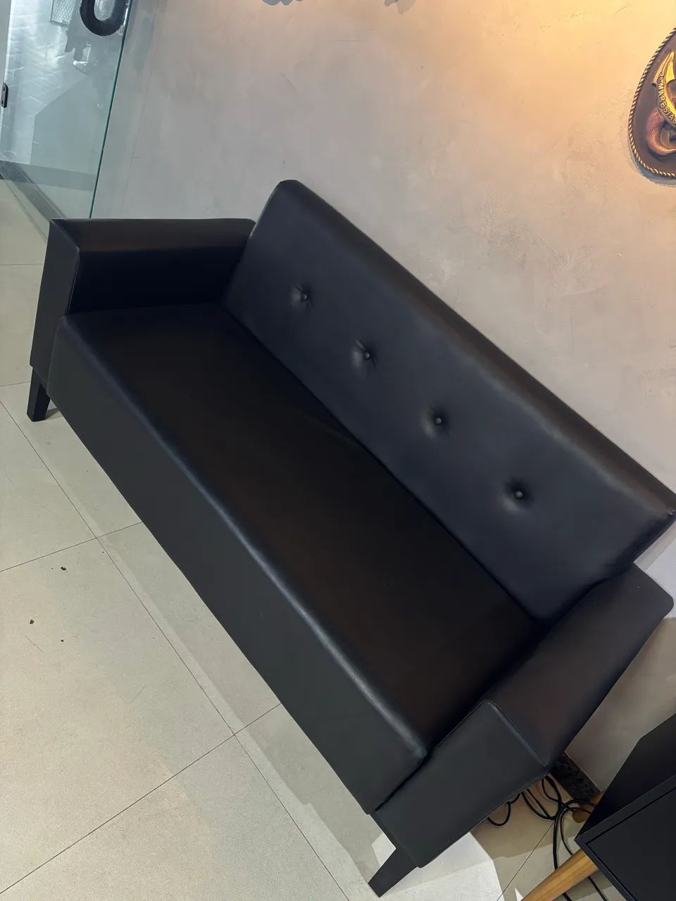Black Leatherette Sofa436600634270689281