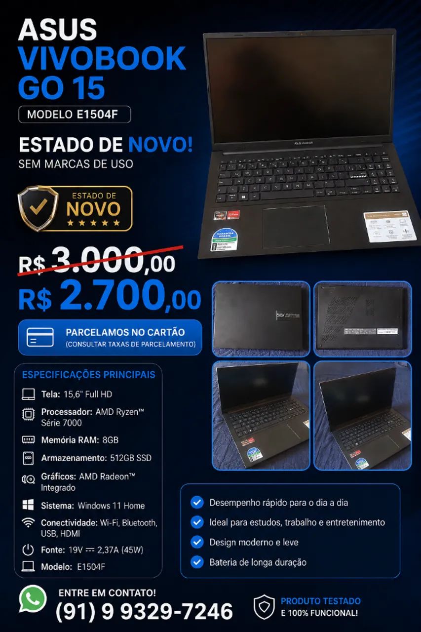 Notebook em estado de ZERO