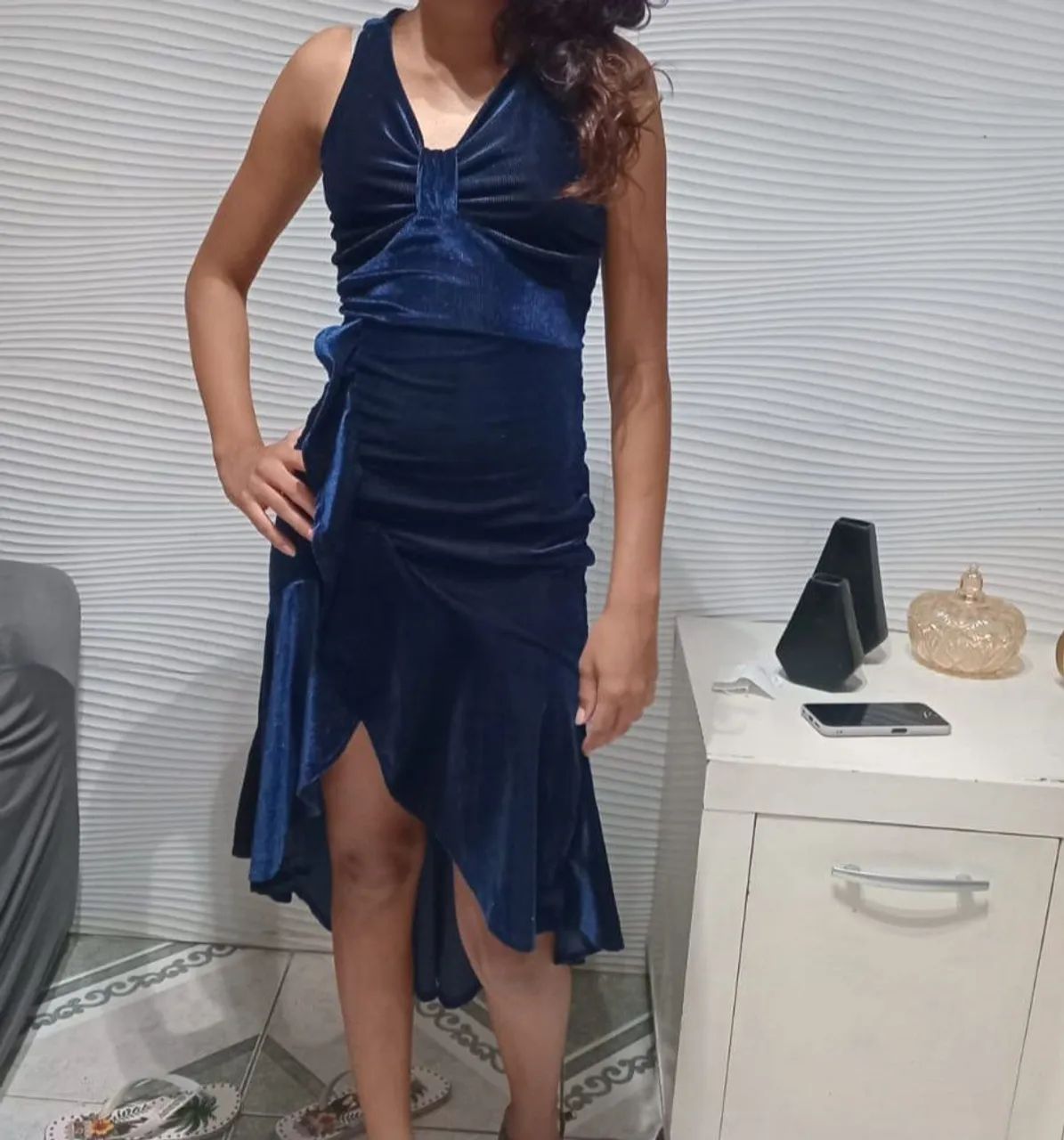 Vestido de Lurex Azul Marinho
