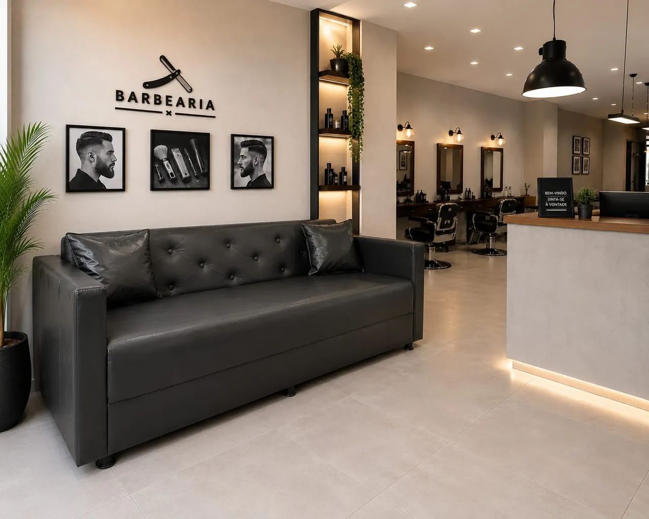 SOFÁ 3 lugares, RESISTENTE para Recepção, Barbearia, comércio