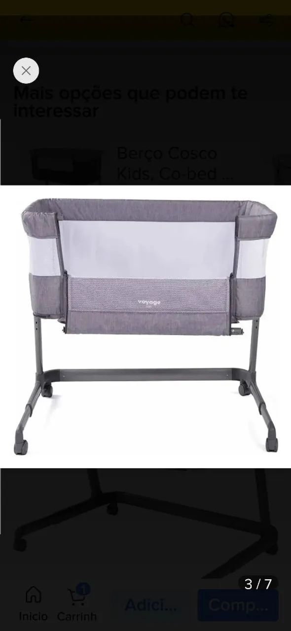 Berço Portátil Co-bed Link Cinza Mescla - Voyage - Foto 3