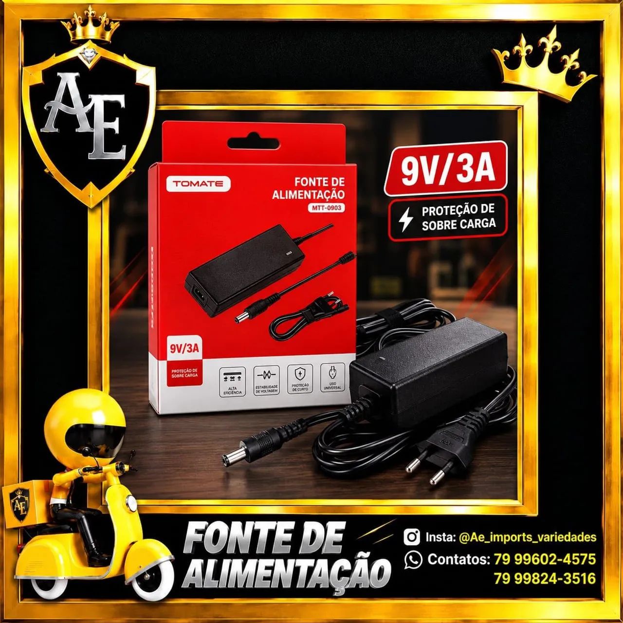 Fonte de Alimentação 9V 3A