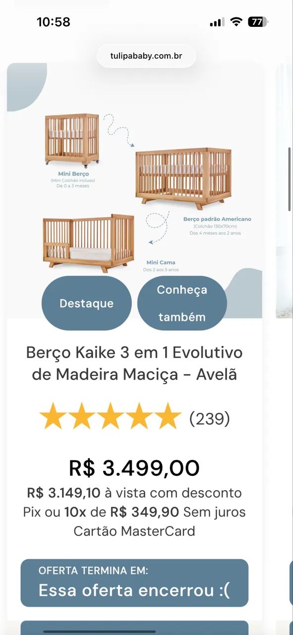 Berço Evolutivo de Madeira Maciça  - Foto 3