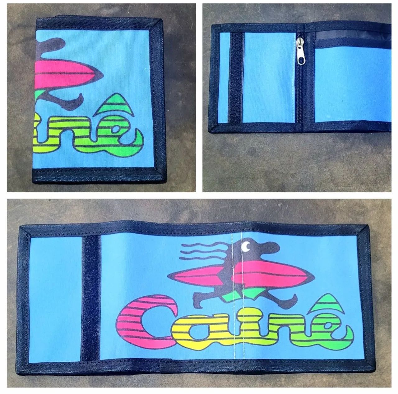 Carteira de velcro estilo retrô anos 80 e 90