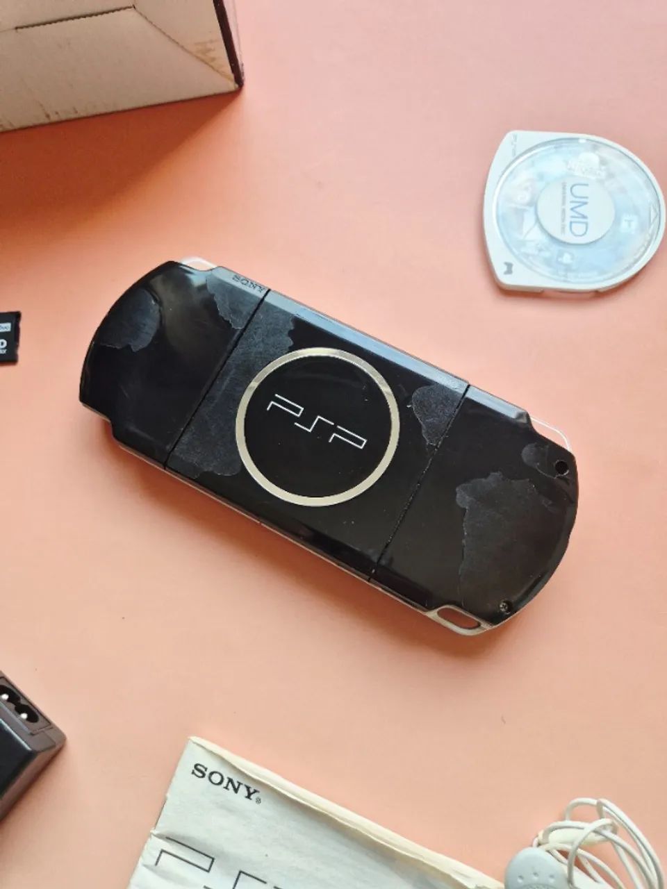 PSP 3000 Preto Completo 32Gb Lotado de Jogos + Jogo Mídia Física