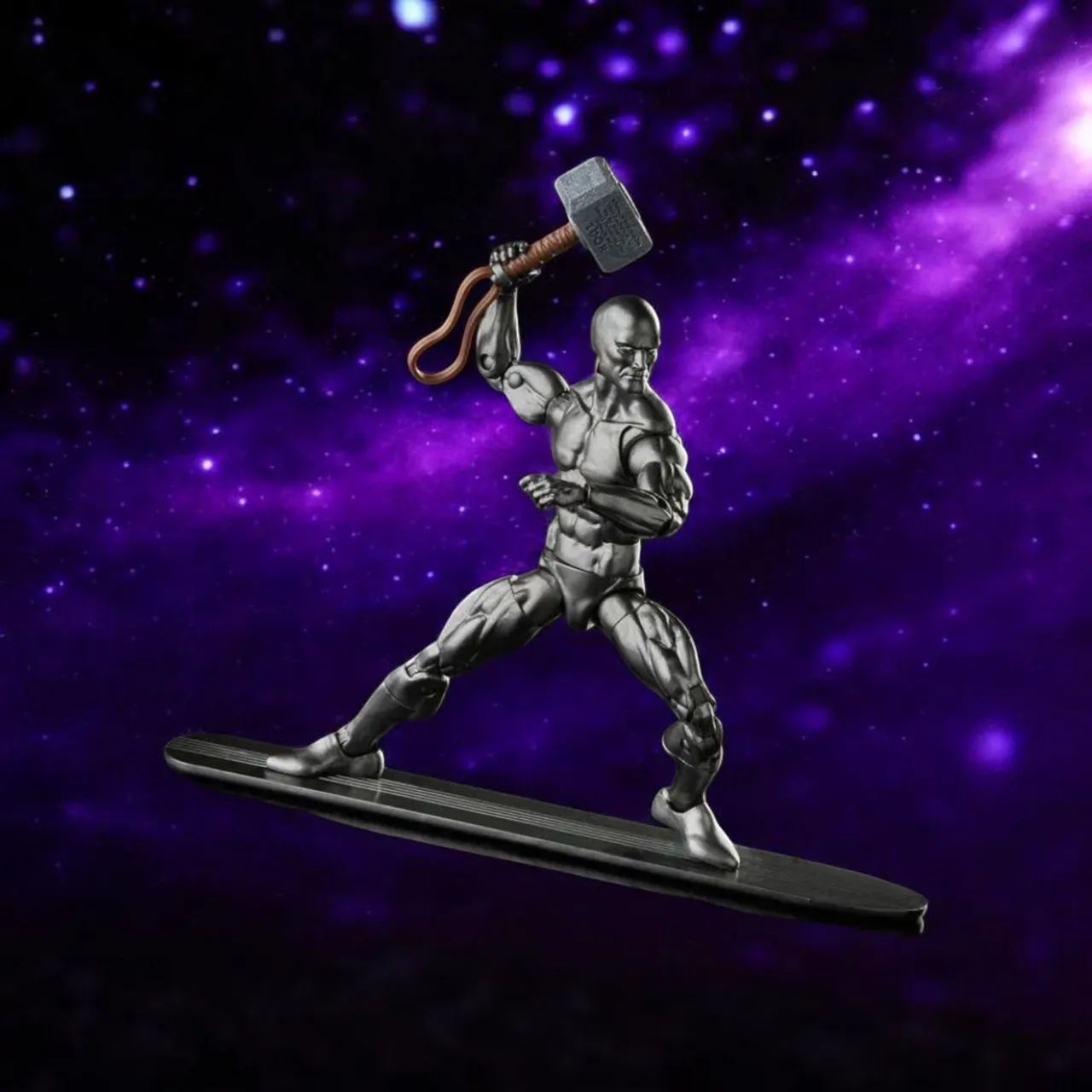 Boneco Surfista Prateado E Mjolnir Marvel Legends Hasbro. - Foto 5