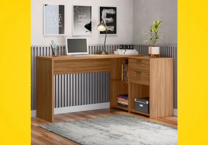 Mesa de Escritório em L e Reta65704316181761122