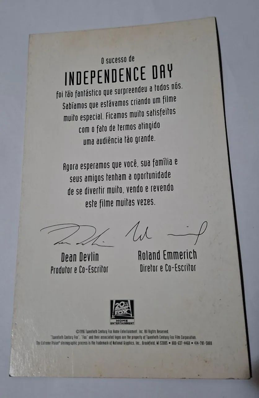 Fita Vhs original Independence Day Card 3D Colecionador (Legendado) - Foto 4