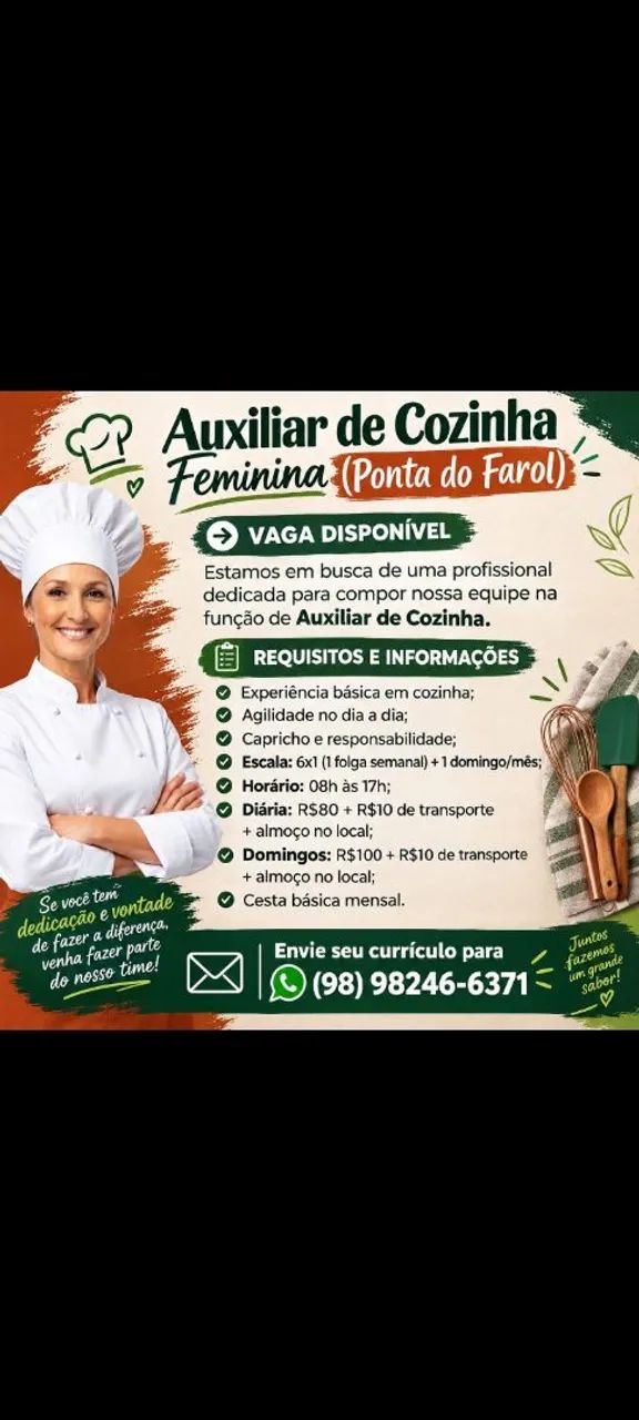Auxiliar de Cozinha Ponta do Farol