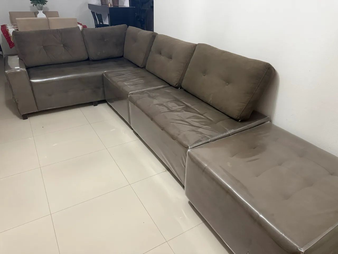 SOFA DE  CANTO  COM PUFF - 6 LUGARES - Foto 5