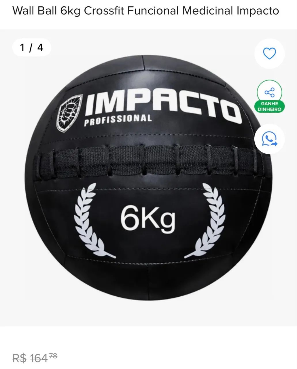 Wall Ball 6kg Crossfit Funcional Medicinal Impacto - Foto 2