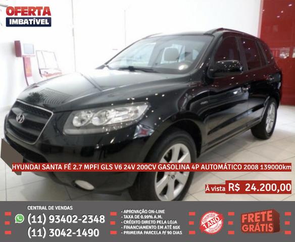 Preto Hyundai santa fé 2.7 gasolina 4p automático 2008 R$ 24.274 139000km