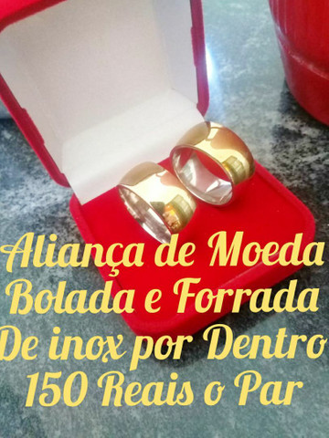 Aliança de moedas Com Riscos ou Forrada 150 o Par - Foto 5