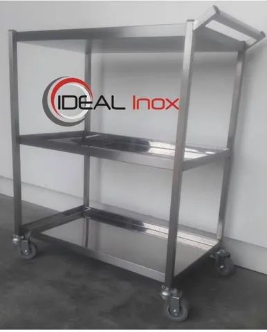 Carro auxiliar com 3 bandejas em Aço Inox