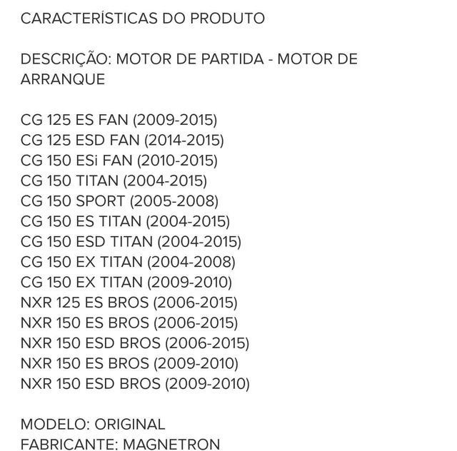 Motor de arranque Cg 150/ Titan 150 - Motos - Maré, Rio de Janeiro  1242560573