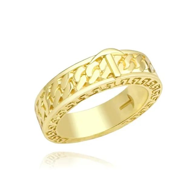 Anel Grecia Texturizada Banho Ouro 24k - Foto 3