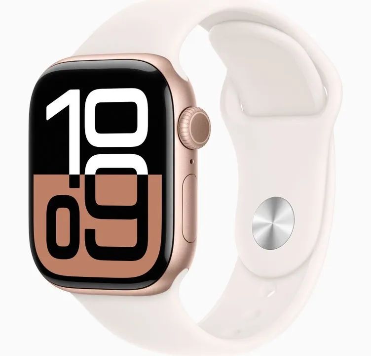 Apple Watch Series 10 GPS, caixa Ouro Rosa de alumínio, 46mm (novo, lacrado)