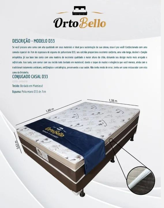 Cama Casal Box D33 Ortobello ,Pronta Entrega!!! - Foto 2