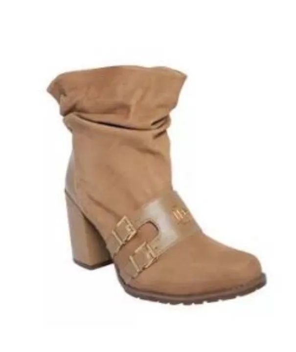 bota lança perfume em camurça e couro caramelo - Foto 3