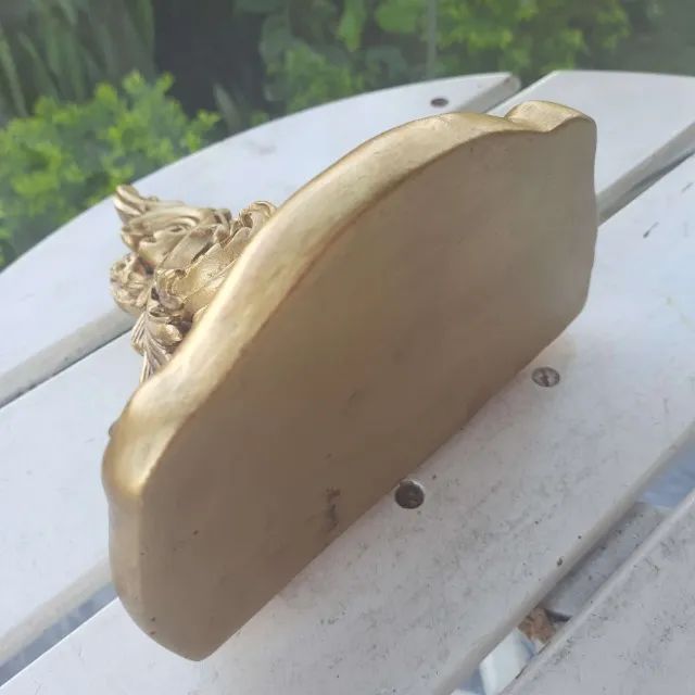 Oratório Peanha dourada envelhecida suporte para imagem ou santo antigo - Foto 5