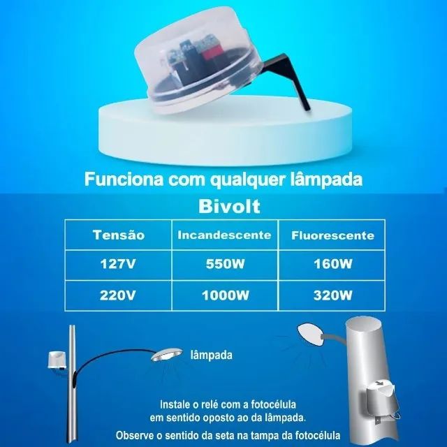 Relé Fotocélula Sensor Bivolt Corujito Qr51 Com Suporte - Foto 2