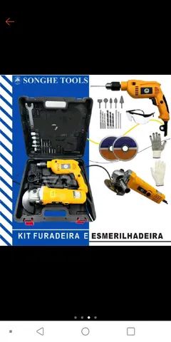 Kit completo ideal para sua casa ou seu trabalho, composto lixadeira e furadeira - Foto 2