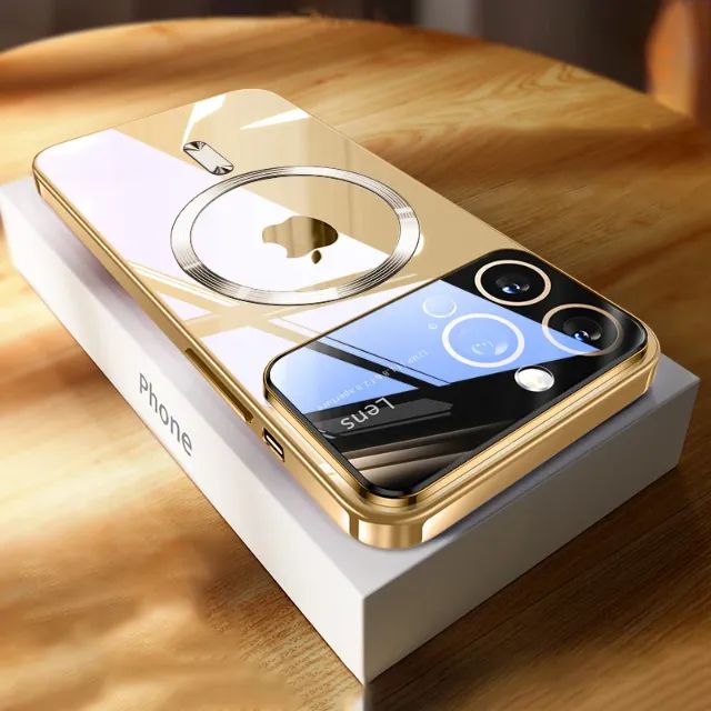 Promoção  - Case Magsafe Luxo Iphone 14 com Protetor de Lentes, Anti-riscos, Capa Iphone