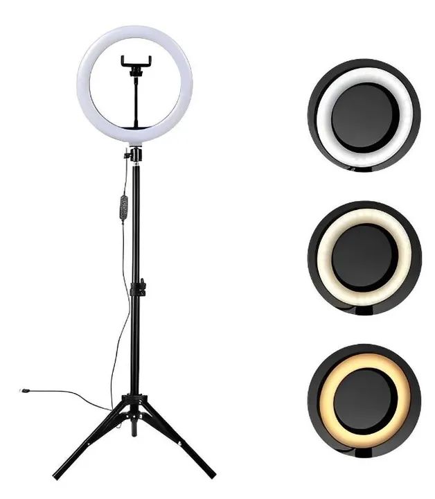 Iluminador LED Ring Light 26cm Suporte Celular Tripé 210cm Mayber eletronicos