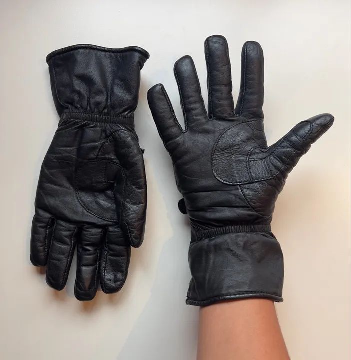 Luva de Moto Cano Longo de Couro Preto - P - Foto 2