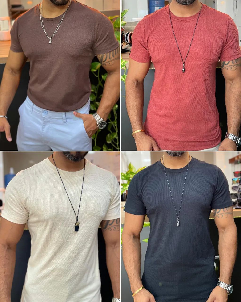 Camisa Masculina Canelada  tecido viscolycra 