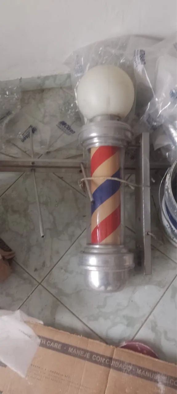 Barber Pole/pirulito Giratório Poste De Barbeiro - Foto 3