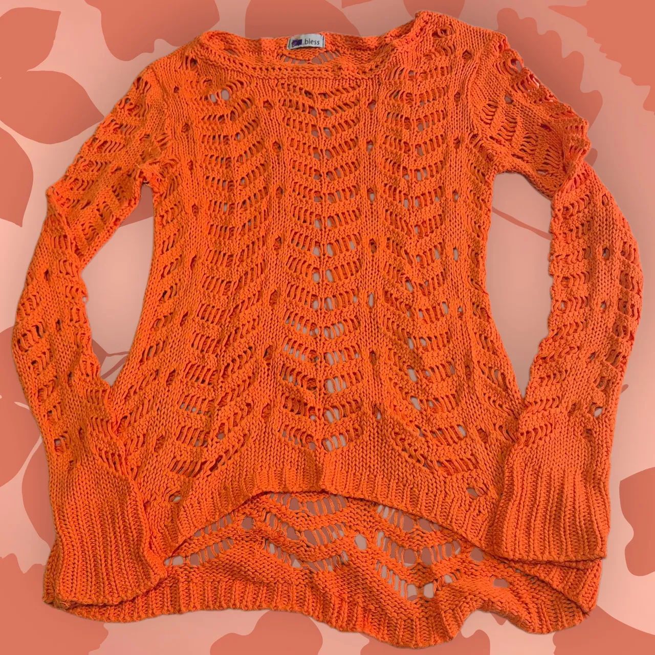 Blusa Laranja com Detalhes em Tricô