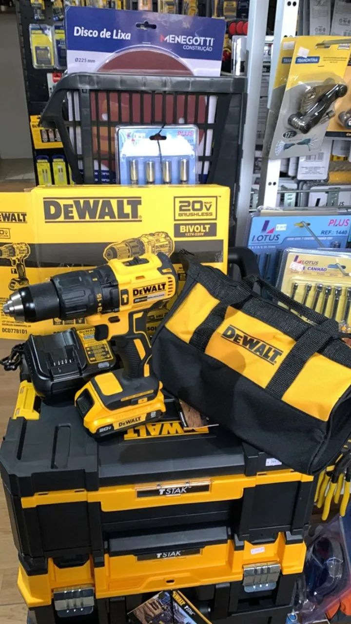 Parafusadeira/Furadeira de Impacto Brushless com 1 Bateria 2Ah 20V Max* 65Nm Bolsa Dewalt 