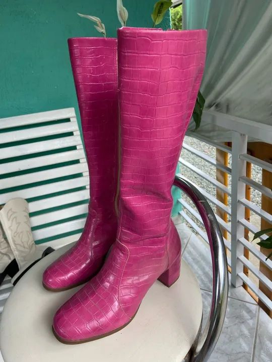 Bota pink croco 36 - Foto 2