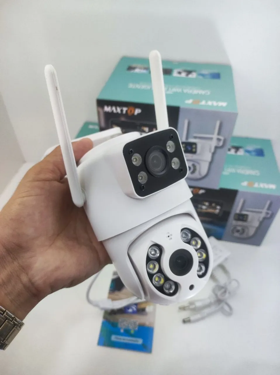 Câmera wi-fi duas lentes aprova d'água visão noturna áudio