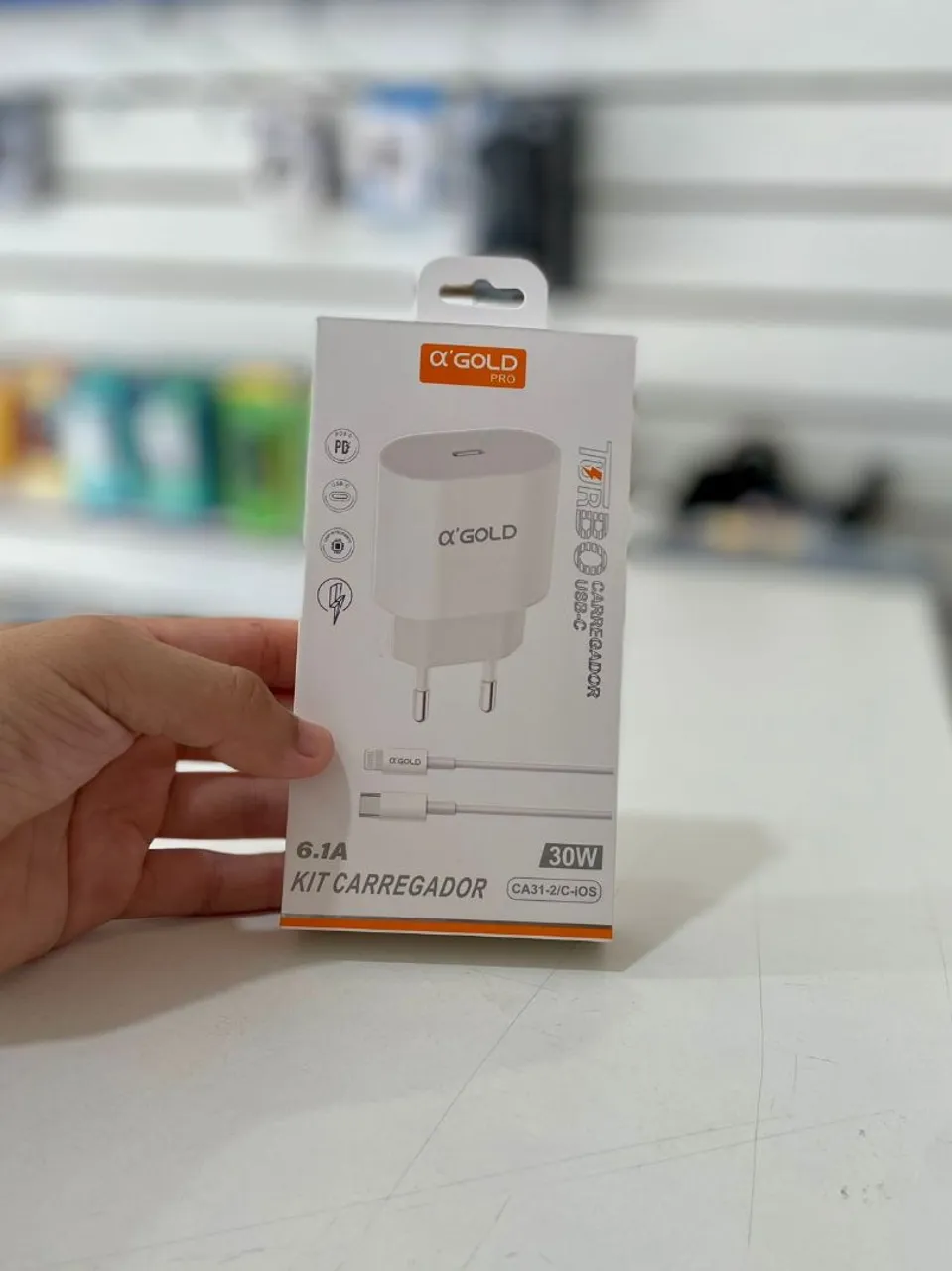 Carregador para iPhone 30W Turbo USB-C Alfa Gold Pro