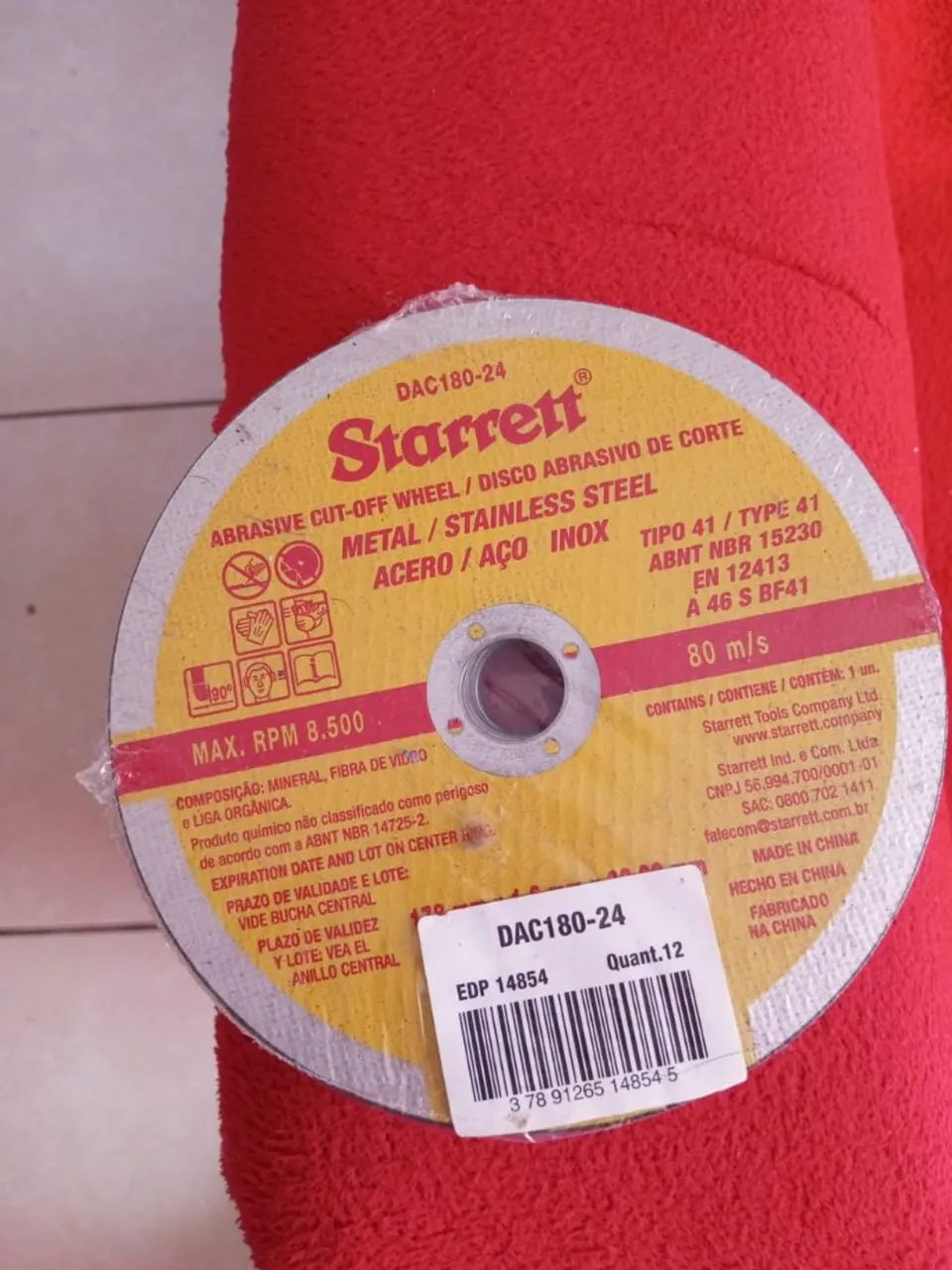 Disco de Corte Starrett DAC180-24 para Aço Inox