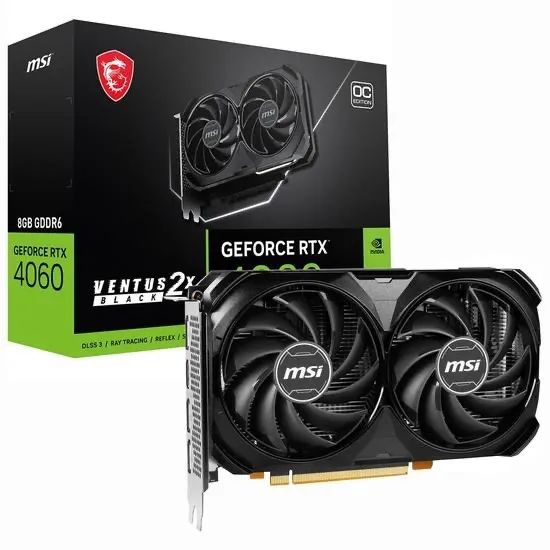 Placa de Vídeo MSI GeForce RTX4060 Ventus 2X Black OC 8GB GDDR6 PCI-Express - Lacrado!