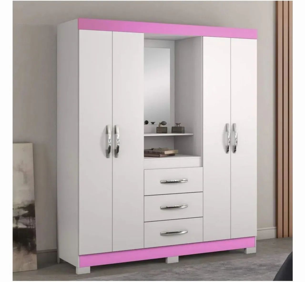Guarda-Roupa Casal Moderno com Espelho e Design Elegante