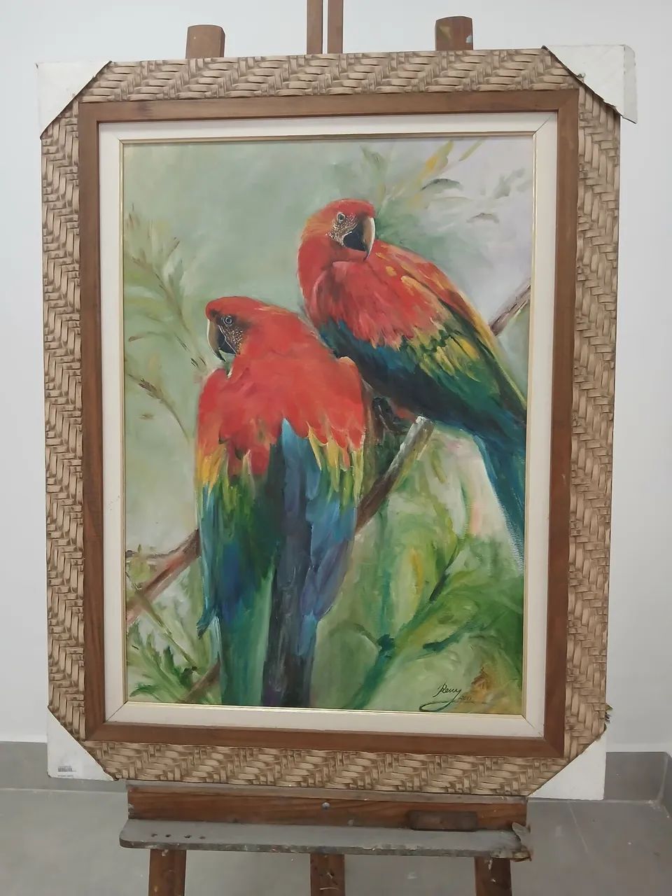 Quadro Decorativo de Araras Coloridas 70 cm X 50 cm