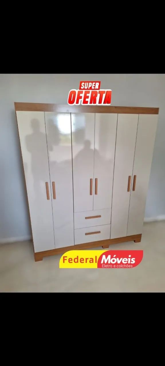Guarda Roupa Novo com 6 Portas e 2 Gavetas - Funcionalidade com Estilo!