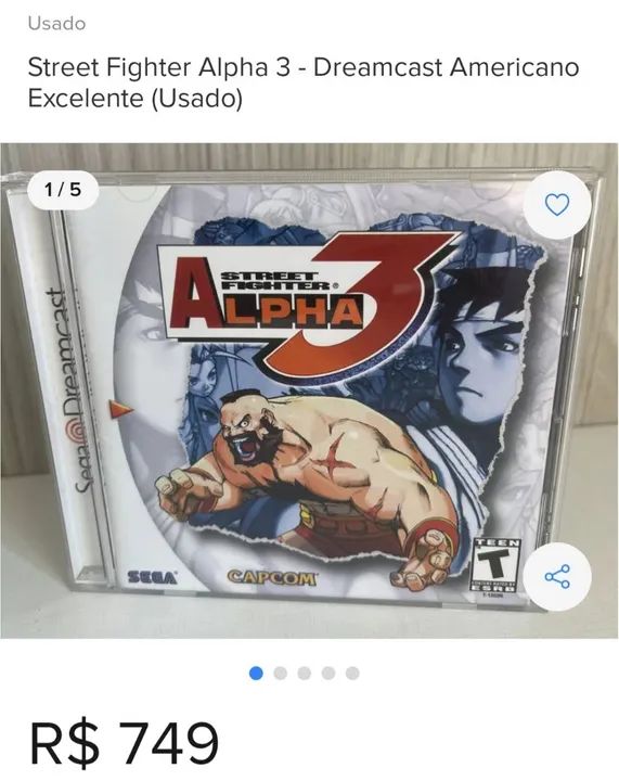 Dreamcast Street Fighter Alpha 3 Impecável 