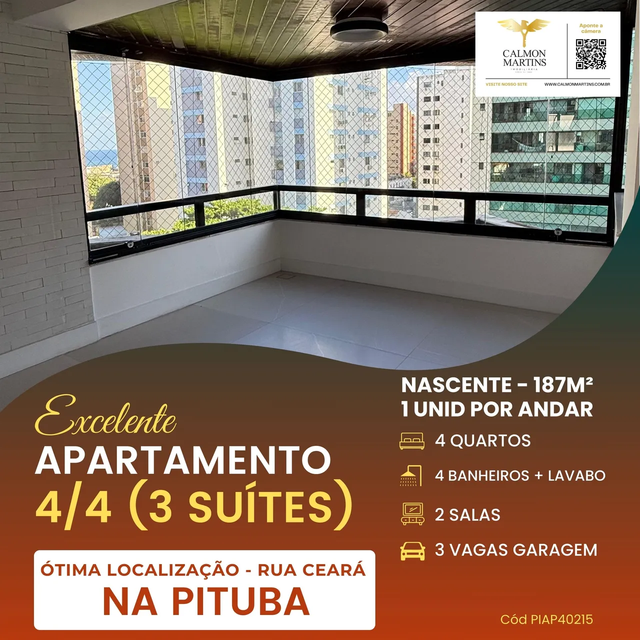 EXCELENTE APARTAMENTO À VENDA COM 4 quartos(3 SUÍTES), 3 VAGAS NA Pituba - Salvador - BA