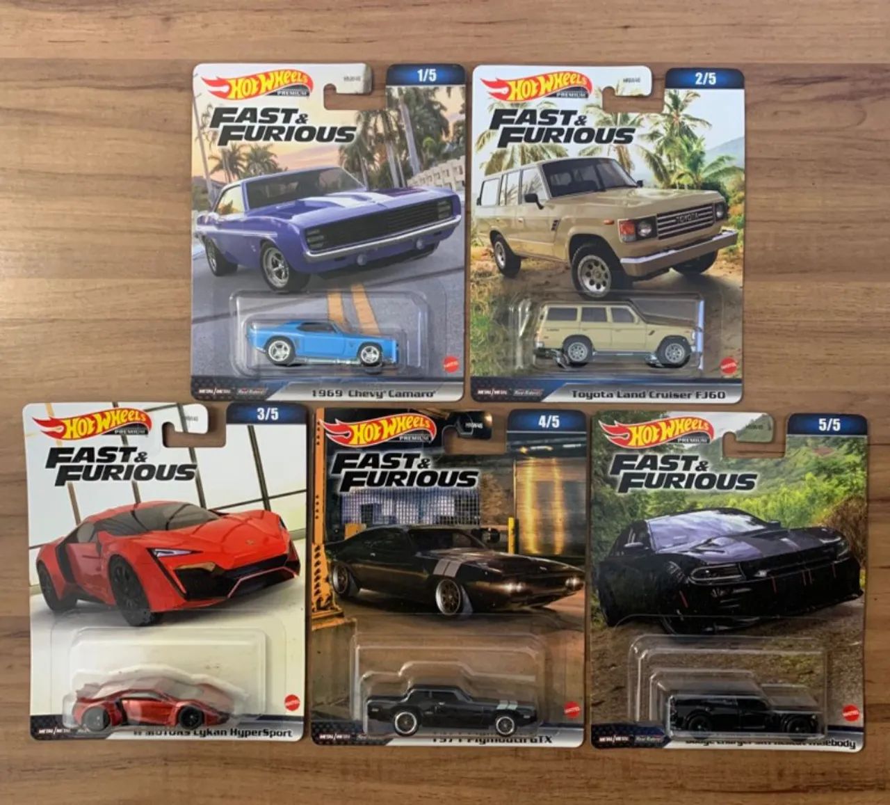 Kit 05 Hot Wheels Fast e Furious Premium Mattel
