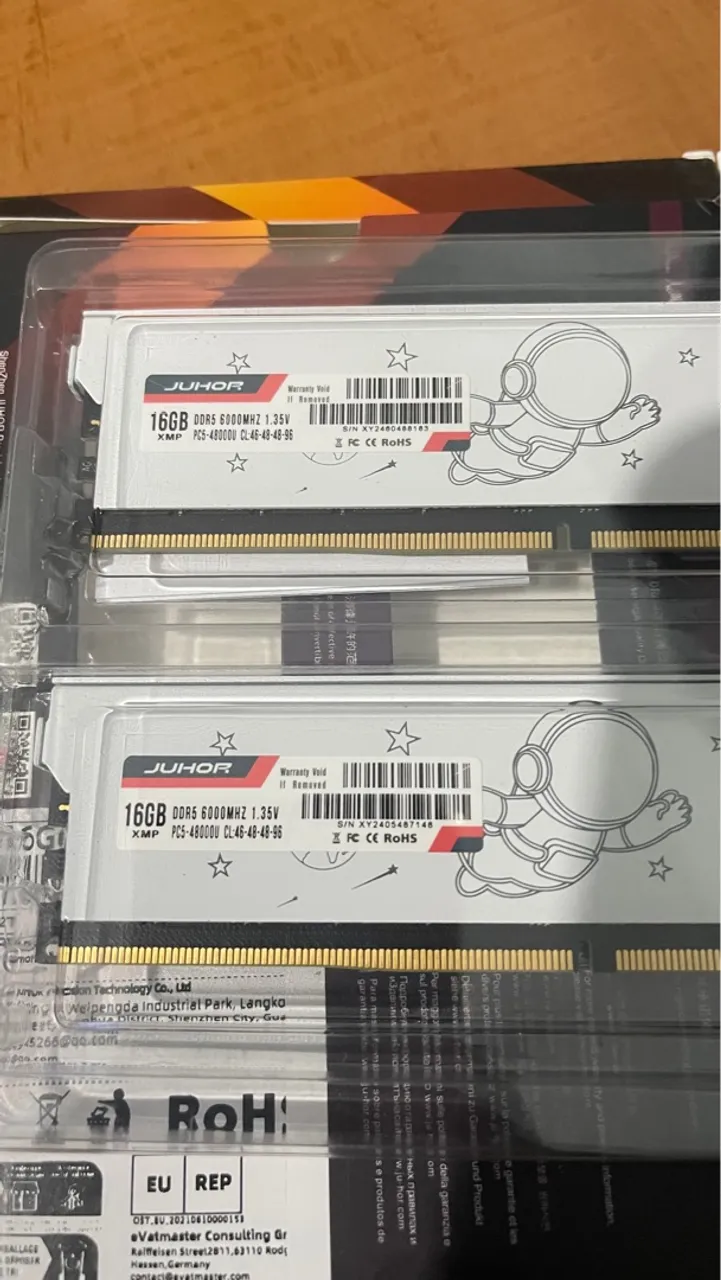 Memória RAM JUHOR DDR5 16GB 6000MHz