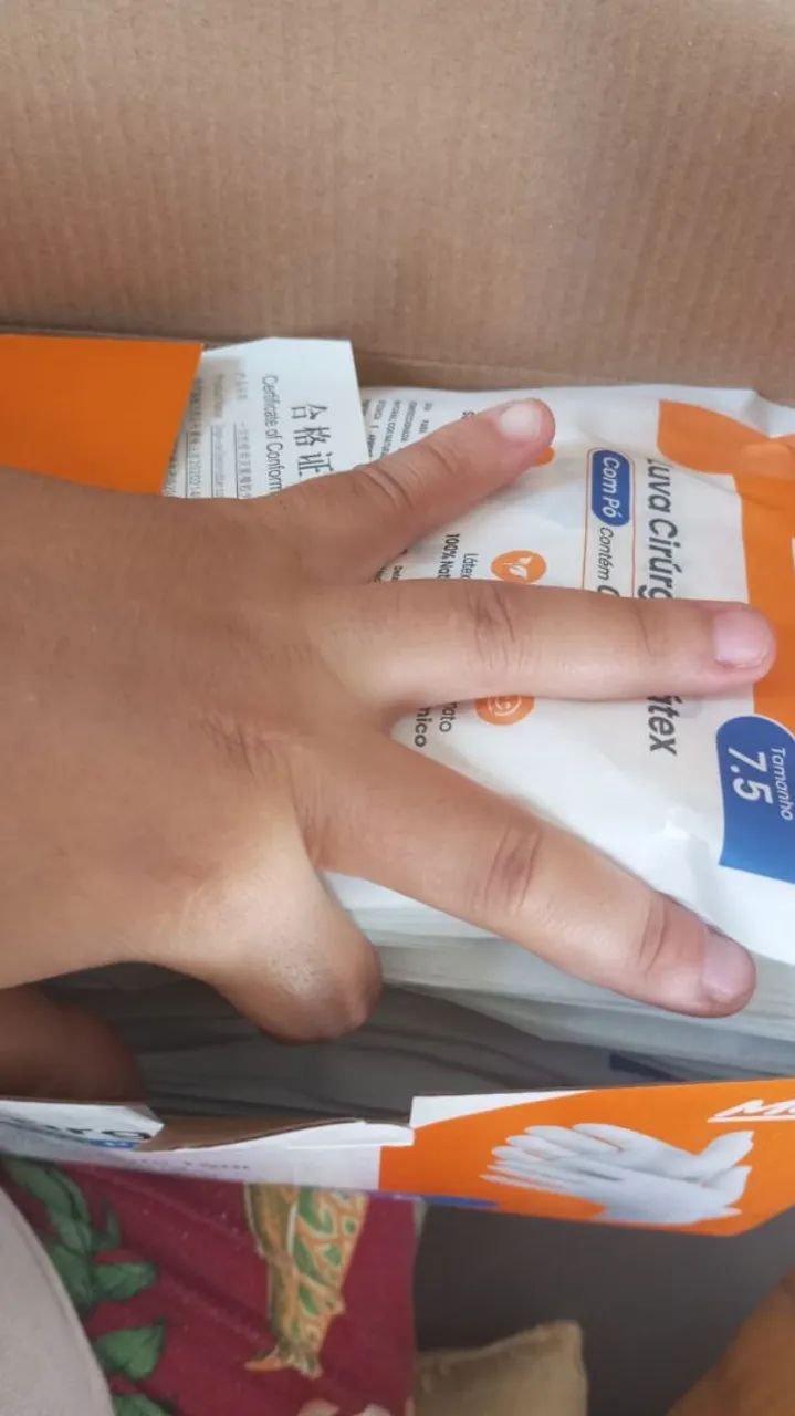 500 pares de luvas estéril tamanho "M"