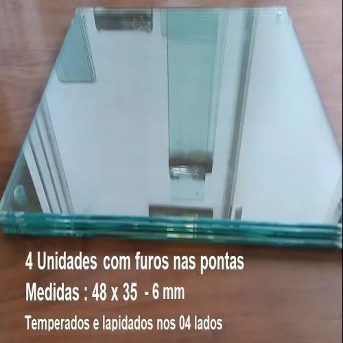 Lote com 04 unidades de vidros Temperados e Lapidados os 04 lados  